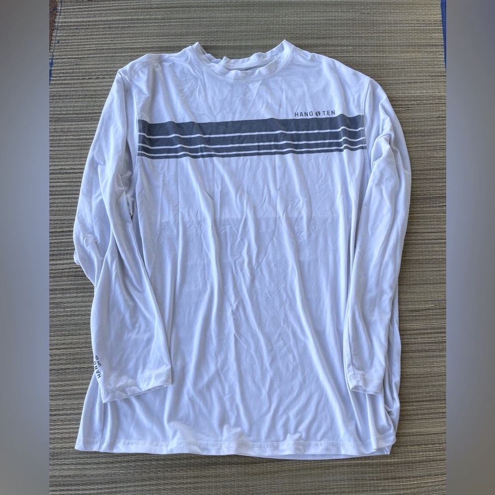 Hang Ten UPF 50 shirt long sleeve XL surf beach ocean hike white polyester